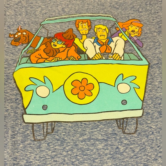 SCOOBY DOO T Shirt Womens SZ M Grey Mystery Machine Van Cartoon Tee 90s Style - Picture 2 of 6